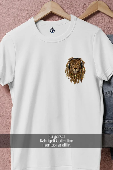 Oversize Bob Marley Aslan  Cep Tasarımlı Unisex T-Shirt - Resim 2