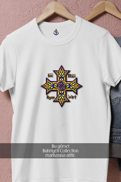 Oversize Hristiyan Haç Cross İşareti  Tasarımlı Unisex T-Shirt - Resim 8