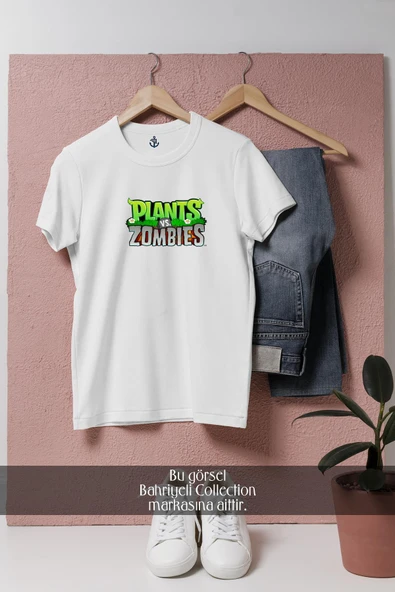 Oversize Plants Vs  Zombies Logo  Tasarımlı Unisex T-Shirt - Resim 2