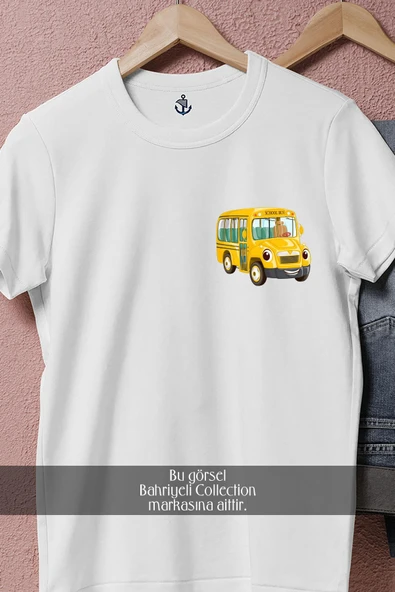 Oversize Okul Otobüsü Cep Tasarımlı Unisex T-Shirt - 4