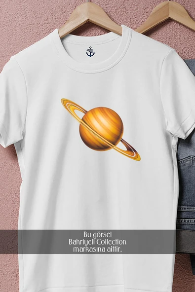 Oversize Saturn  Tasarımlı Unisex T-Shirt - Resim 4
