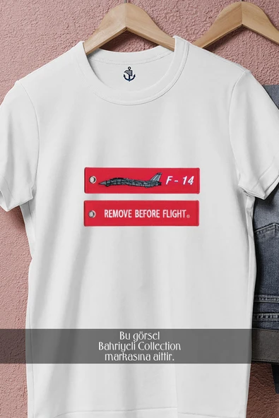 Oversize F-14 Remove Before Flight Savaş Uçağı  Tasarımlı Unisex T-Shirt - Resim 2