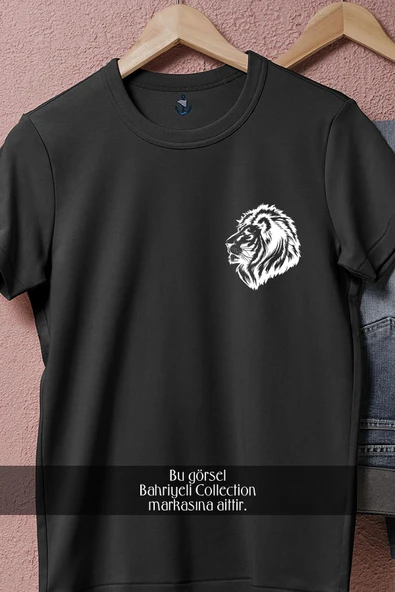 Oversize Aslan Başı Yan Profil Cep Tasarımlı Unisex T-Shirt - Resim 11