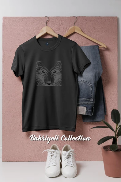 Oversize Beyaz Kurt  Tasarımlı Unisex T-Shirt - Resim 5