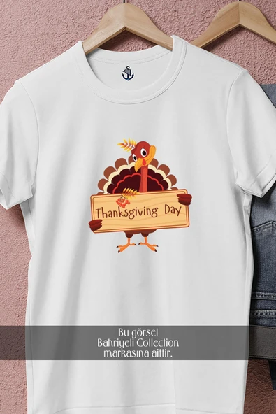 Oversize Thanksgiving Day Dinner  Tasarımlı Unisex T-Shirt - Resim 2