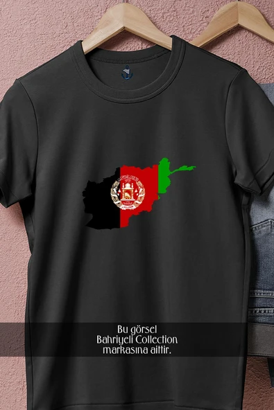 Oversize Flag Of Afghanistan Blank Map  Tasarımlı Unisex T-Shirt - Resim 11