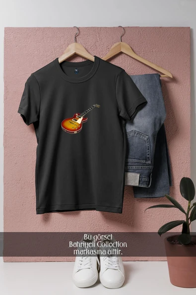 Oversize Acoustic-Electric Guitar  Tasarımlı Unisex T-Shirt - Resim 4