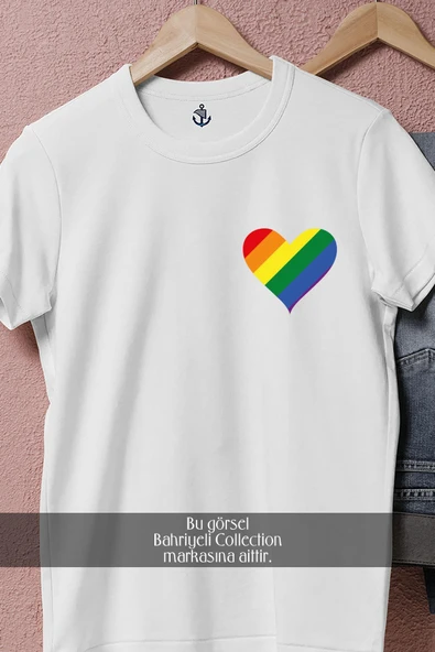 Oversize Lgbt Heart Cep Tasarımlı Unisex T-Shirt - Resim 2