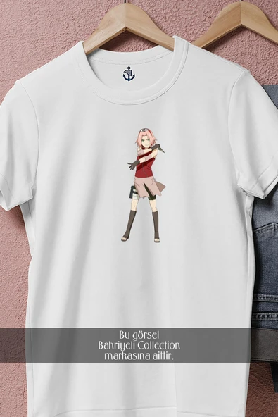 Oversize Sakura Haruno Sasuke Uchiha Anime  Tasarımlı Unisex T-Shirt - Resim 6