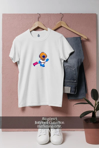 Oversize Valiz Ve Mini Dalgıç  Tasarımlı Unisex T-Shirt - 1