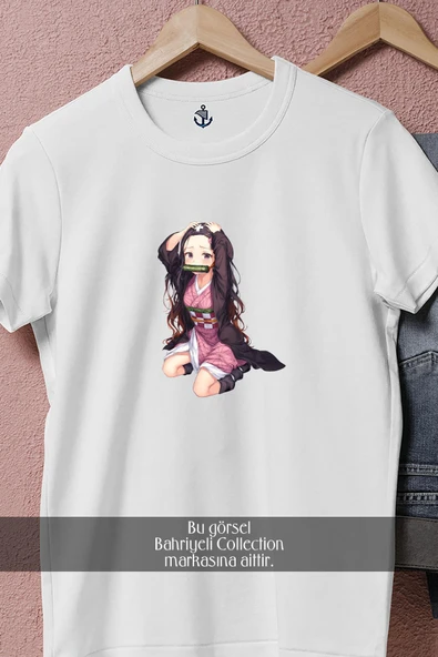 Oversize Kimetsu No Yaiba Nezuko Demon Slayer Anime  Tasarımlı Unisex T-Shirt - Resim 8