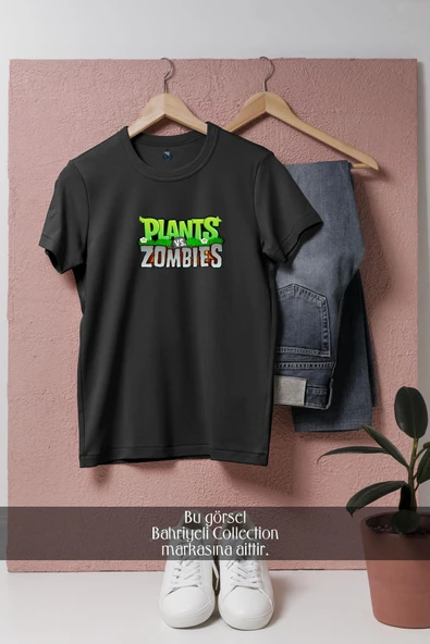 Oversize Plants Vs  Zombies Logo  Tasarımlı Unisex T-Shirt - Resim 7