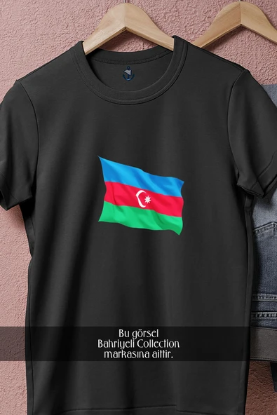 Oversize Flag Of Azerbaijan  Tasarımlı Unisex T-Shirt - Resim 11