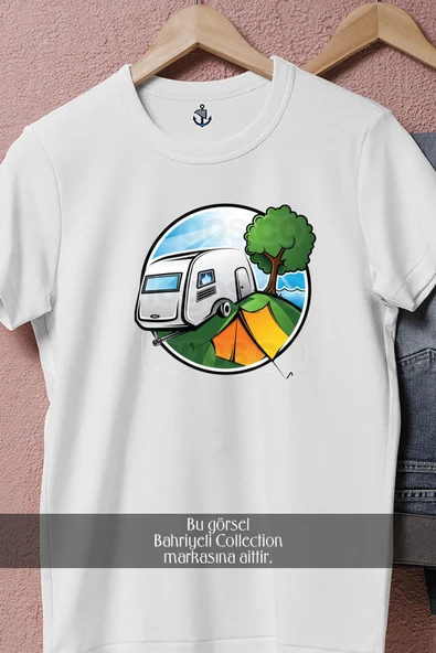 Oversize Caravan Campervans  Tasarımlı Unisex T-Shirt - Resim 4