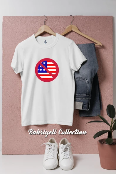 Oversize Anti Amerika  Tasarımlı Unisex T-Shirt - Resim 5