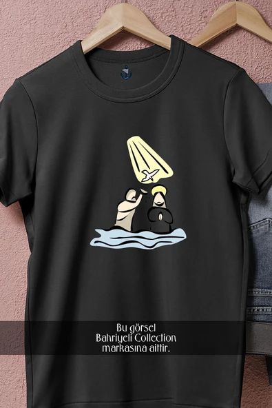 Oversize Jesus _ İsa Baptism Hristiyan  Tasarımlı Unisex T-Shirt - Resim 11