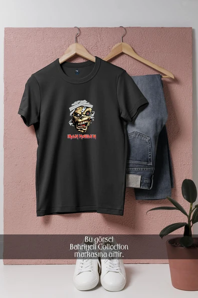 Oversize İron Maiden Kuru Kafa  Tasarımlı Unisex T-Shirt - Resim 10