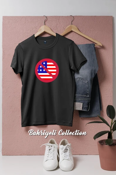 Oversize Anti Amerika  Tasarımlı Unisex T-Shirt - Resim 11