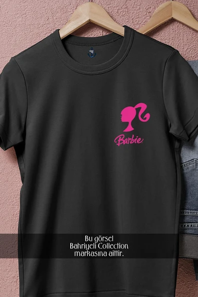 Oversize Barbi Logo Cep Tasarımlı Unisex T-Shirt - Resim 5