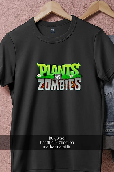 Oversize Plants Vs  Zombies Logo  Tasarımlı Unisex T-Shirt - Resim 10