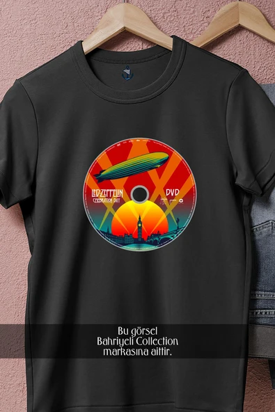 Oversize Compact Disc Led Zeppelin  Tasarımlı Unisex T-Shirt - Resim 5