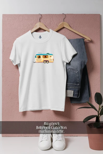 Oversize Karavan Kamping  Tasarımlı Unisex T-Shirt - 1