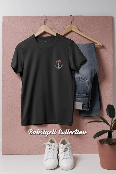 Oversize Vektör Çıpa - Çapa Cep Tasarımlı Unisex T-Shirt - Resim 7