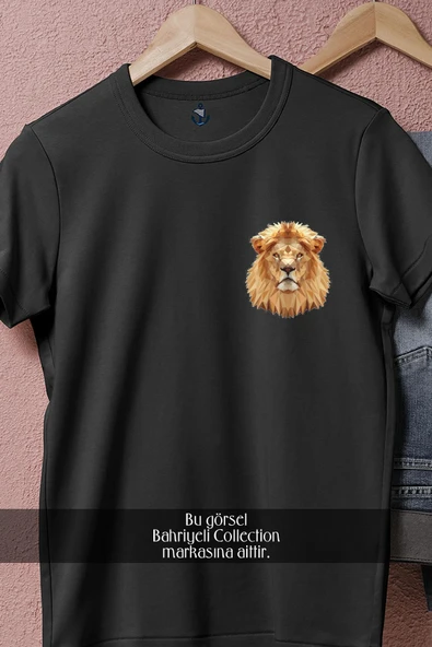 Oversize Aslan Vektörel  Cep Tasarımlı Unisex T-Shirt - Resim 11