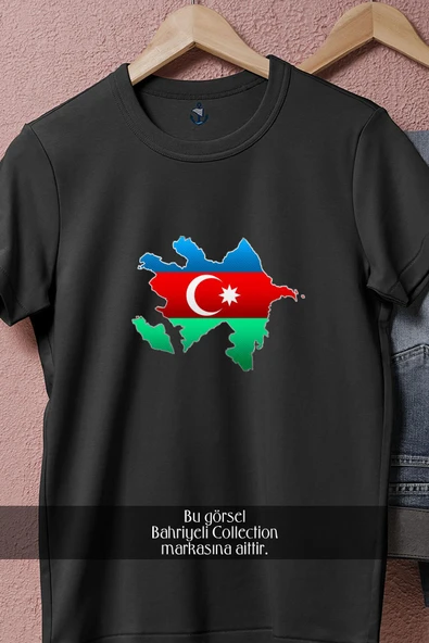 Oversize Flag Of Azerbaijan Map Flag  Tasarımlı Unisex T-Shirt - Resim 11