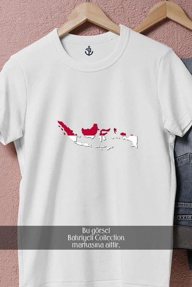 Oversize Endonezya Haritası  Tasarımlı Unisex T-Shirt - Resim 2