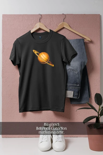 Oversize Saturn  Tasarımlı Unisex T-Shirt - Resim 10