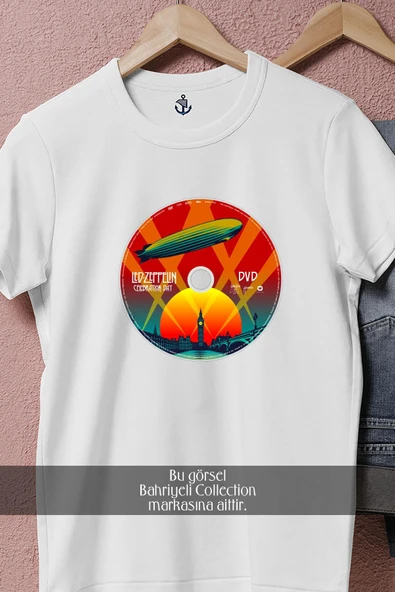 Oversize Compact Disc Led Zeppelin  Tasarımlı Unisex T-Shirt - Resim 8