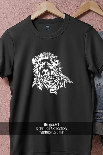 Oversize Aslan Vektörel Görsel  Tasarımlı Unisex T-Shirt - Resim 11