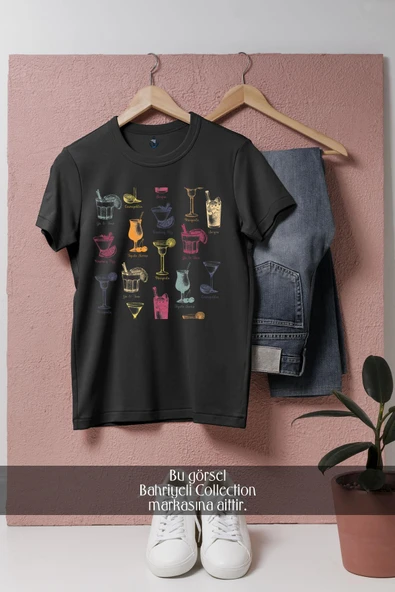 Oversize Kokteyller  Tasarımlı Unisex T-Shirt - 10