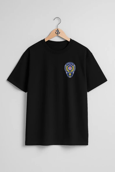 Oversize Emniyet Genel Müdürlüğü Polis Cep Tasarımlı Unisex T-Shirt - Resim 11