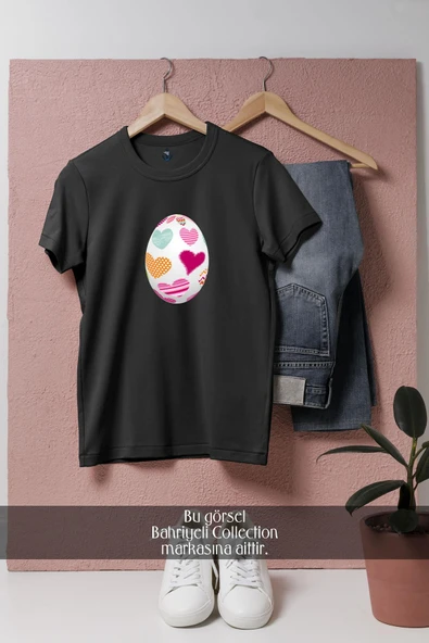 Oversize Paskalya Yumurtası  Tasarımlı Unisex T-Shirt - Resim 7