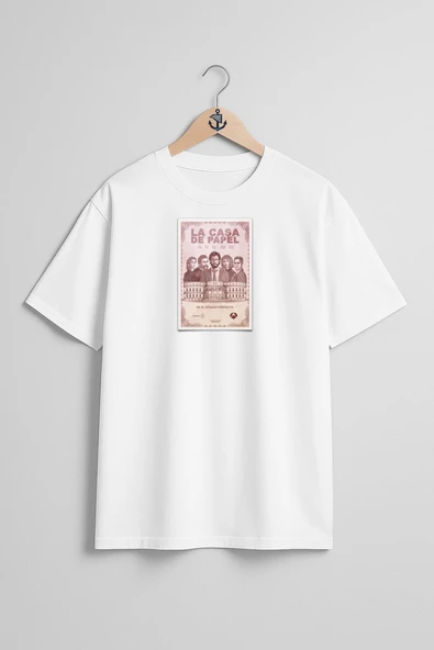 Oversize La Casa De Papel Göğüs Tasarımlı Unisex T-Shirt - Resim 5