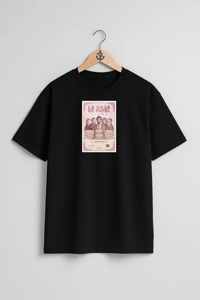 Oversize La Casa De Papel Göğüs Tasarımlı Unisex T-Shirt - Resim 9