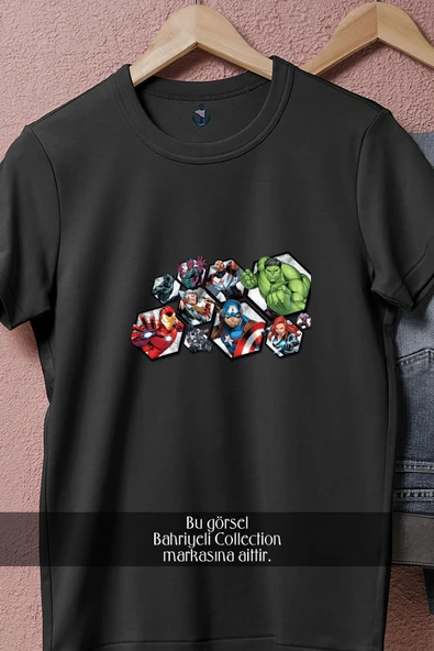 Oversize Marvel Avengers Characters  Tasarımlı Unisex T-Shirt - Resim 11