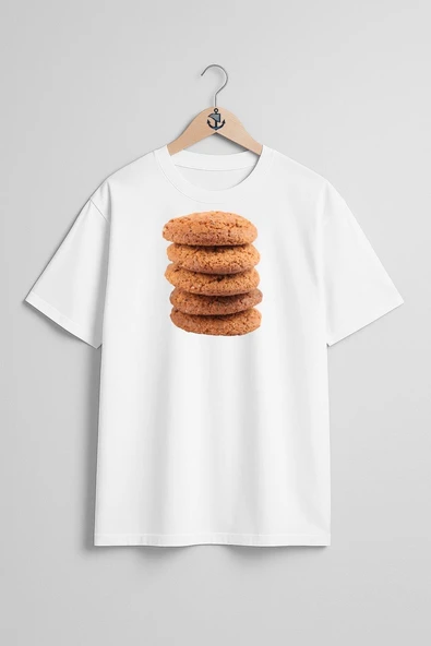 Oversize Cookie Kurabiye Göğüs Tasarımlı Unisex T-Shirt - Resim 5