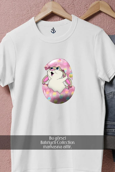 Oversize Sürpriz Paskalya Yumurtası  Tasarımlı Unisex T-Shirt - Resim 3