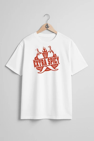 Oversize Extra Spicy Göğüs Tasarımlı Unisex T-Shirt - Resim 3
