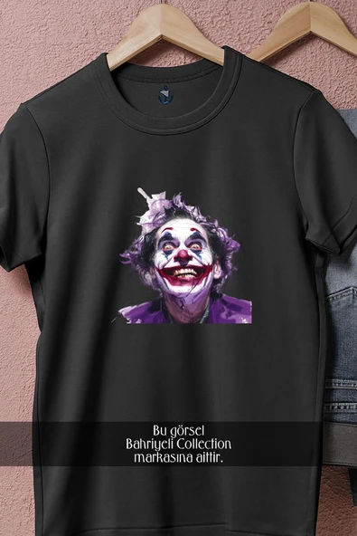 Oversize Joker Smiling Clown Face Paint  Tasarımlı Unisex T-Shirt - Resim 5