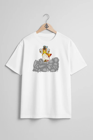 Oversize İncil Hikayesi Mısır Vebaları Jonah Shavuot Göğüs Tasarımlı Unisex T-Shirt - Resim 5