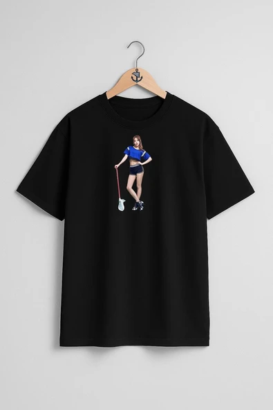 Oversize Aoa Singer K-Pop Heart Attack Korean İdol Göğüs Tasarımlı Unisex T-Shirt - 11