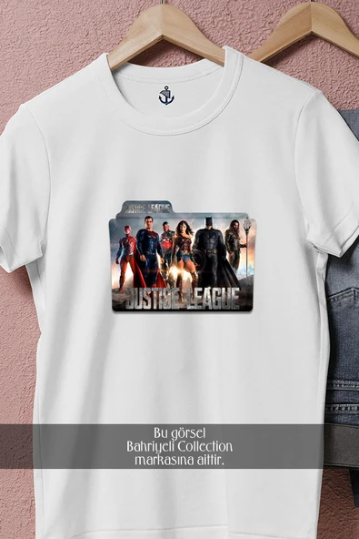 Oversize Justice League Klasör  Tasarımlı Unisex T-Shirt - Resim 8