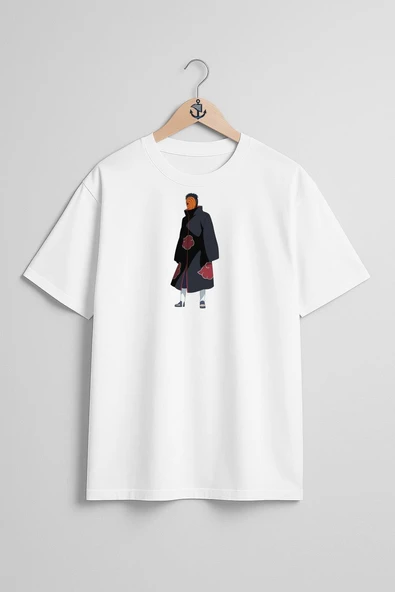 Oversize Uchiha Obito İllustration, Pain Obito Göğüs Tasarımlı Unisex T-Shirt ürün görseli