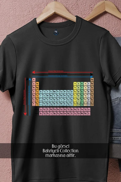 Oversize Kimya Periyodik Tablo - Cetvel Tasarımlı Unisex T-Shirt - 5