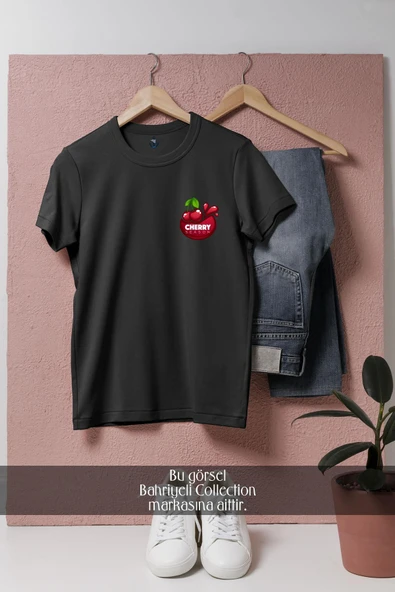 Oversize Cherry Season Kiraz  Cep Tasarımlı Unisex T-Shirt - 4