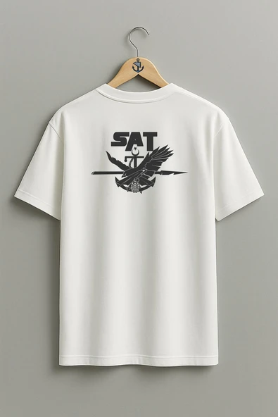 Oversize Sat - Sualtı Taaruz Komandosu Göğüs ve Sırt Tasarımlı Unisex T-Shirt - Resim 8